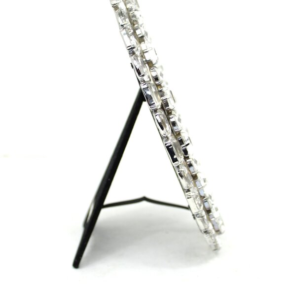 POTTERY BARN CHANDELIER FAUX CRYSTAL CLEAR JEWELED PICTURE OVAL FRAME 5X7 - Picture 4 of 4